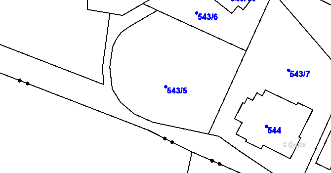 Parcela st. 543/5 v KÚ Chrochvice, Katastrální mapa