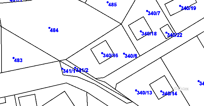 Parcela st. 340/16 v KÚ Chrochvice, Katastrální mapa