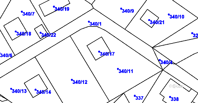 Parcela st. 340/17 v KÚ Chrochvice, Katastrální mapa