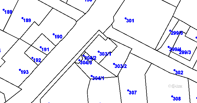 Parcela st. 303/1 v KÚ Chrochvice, Katastrální mapa