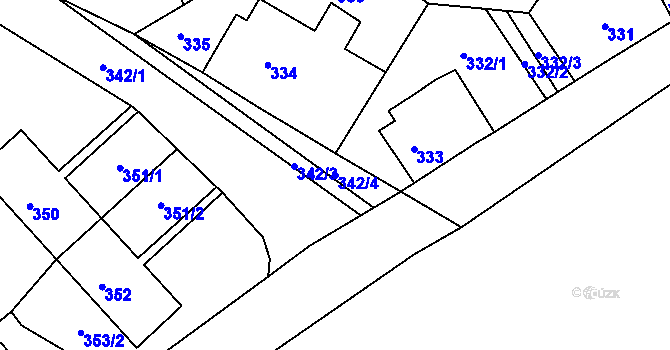 Parcela st. 342/4 v KÚ Chrochvice, Katastrální mapa