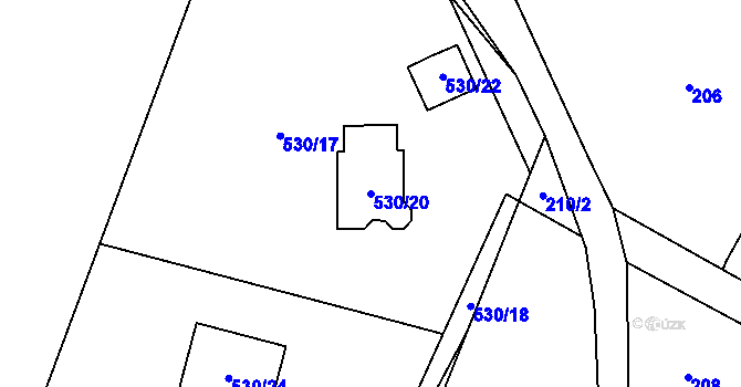 Parcela st. 530/20 v KÚ Chrochvice, Katastrální mapa