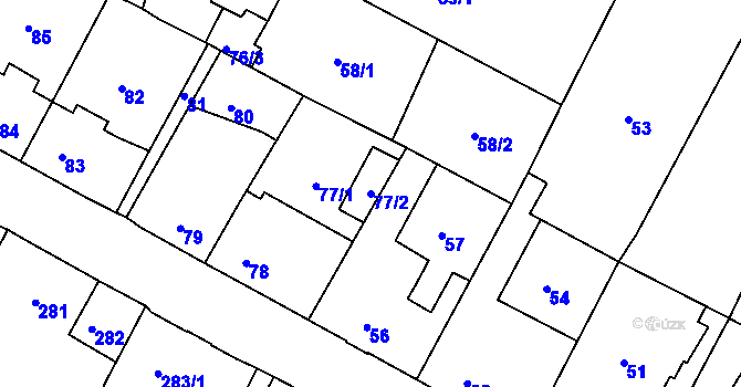 Parcela st. 77/2 v KÚ Chrochvice, Katastrální mapa
