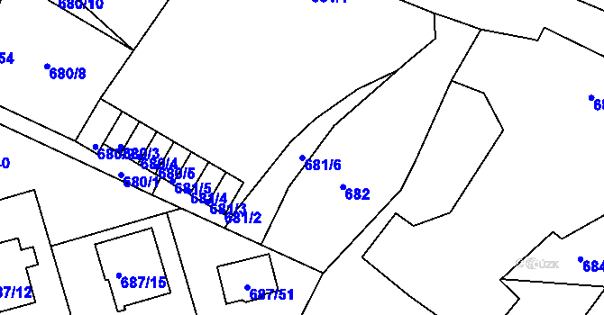 Parcela st. 681/6 v KÚ Chrochvice, Katastrální mapa