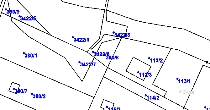 Parcela st. 380/8 v KÚ Chrochvice, Katastrální mapa