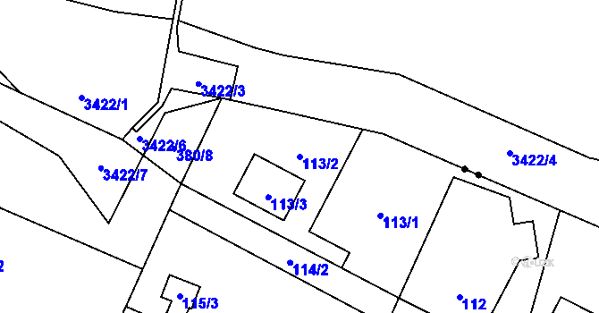 Parcela st. 113/2 v KÚ Chrochvice, Katastrální mapa
