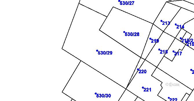 Parcela st. 530/29 v KÚ Chrochvice, Katastrální mapa
