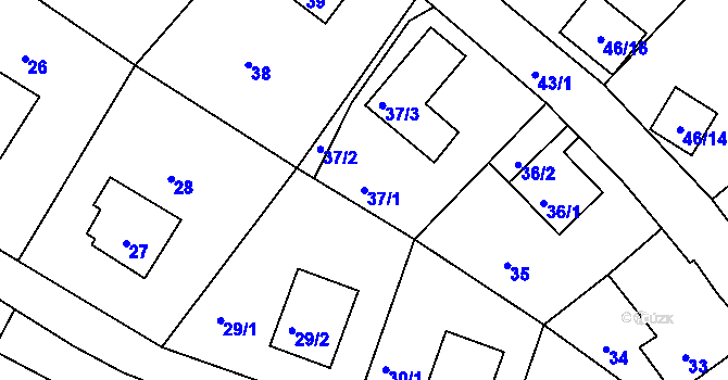 Parcela st. 37/1 v KÚ Podmokly, Katastrální mapa