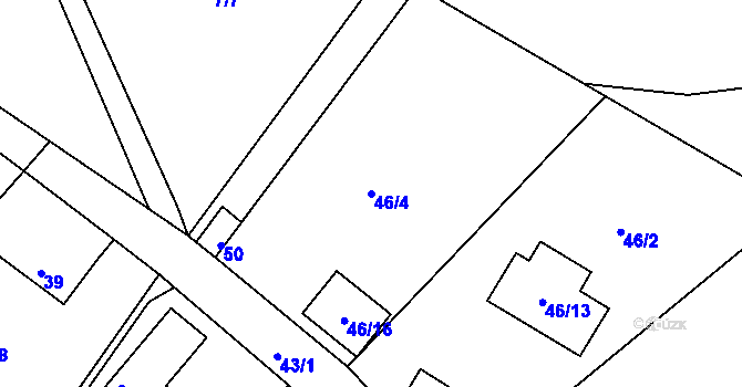 Parcela st. 46/4 v KÚ Podmokly, Katastrální mapa