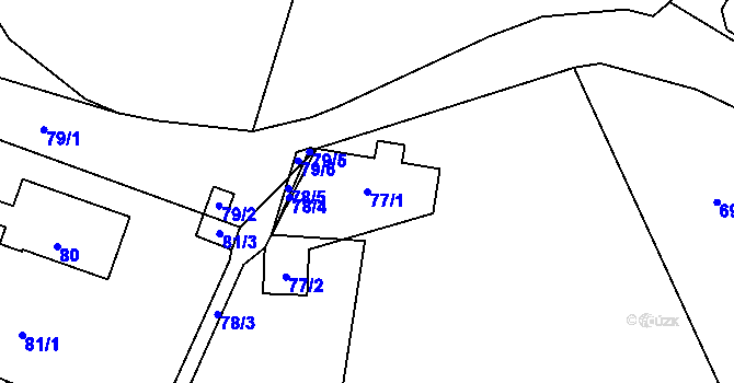 Parcela st. 77/1 v KÚ Podmokly, Katastrální mapa