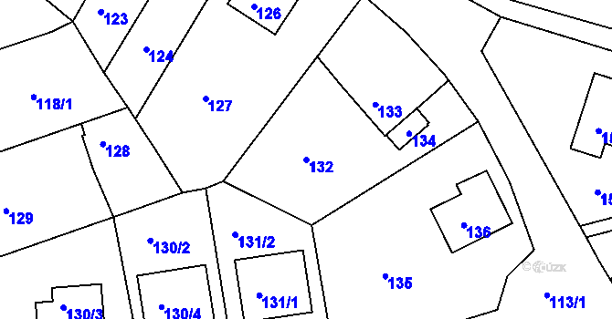 Parcela st. 132 v KÚ Podmokly, Katastrální mapa