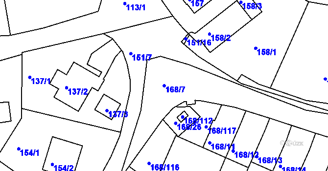 Parcela st. 168/7 v KÚ Podmokly, Katastrální mapa