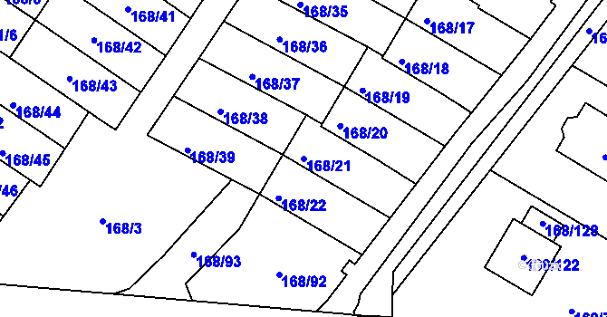 Parcela st. 168/21 v KÚ Podmokly, Katastrální mapa