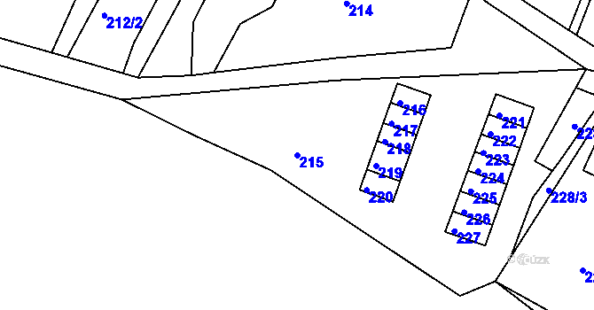 Parcela st. 215 v KÚ Podmokly, Katastrální mapa