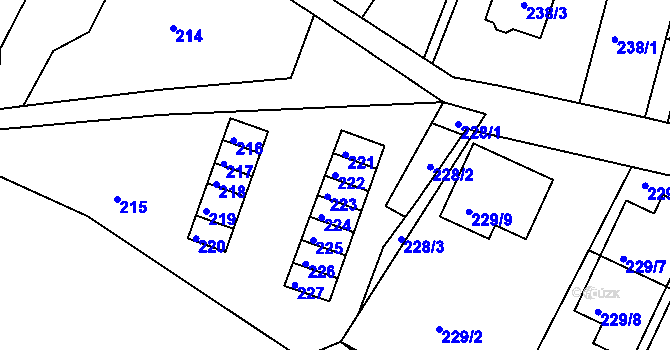Parcela st. 222 v KÚ Podmokly, Katastrální mapa