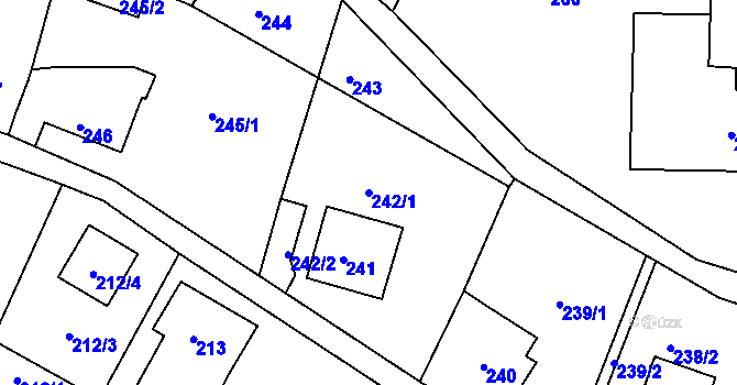 Parcela st. 242/1 v KÚ Podmokly, Katastrální mapa