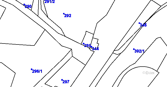 Parcela st. 295 v KÚ Podmokly, Katastrální mapa