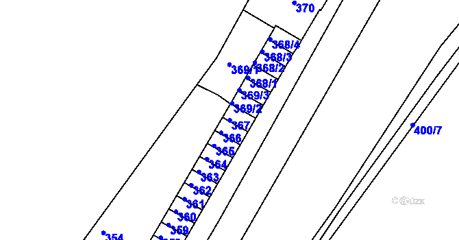 Parcela st. 367 v KÚ Podmokly, Katastrální mapa
