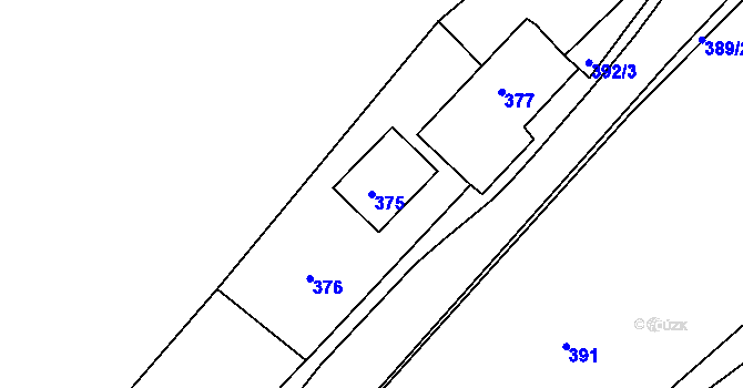 Parcela st. 375 v KÚ Podmokly, Katastrální mapa