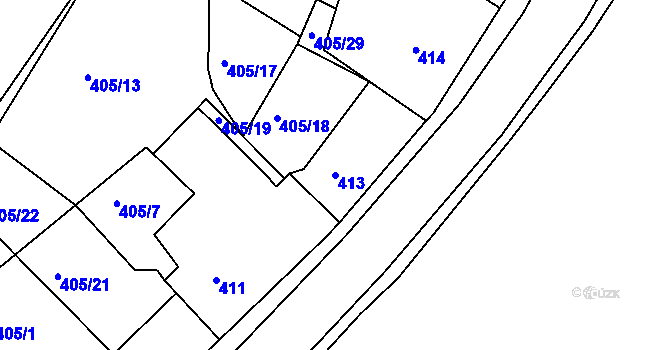 Parcela st. 413 v KÚ Podmokly, Katastrální mapa
