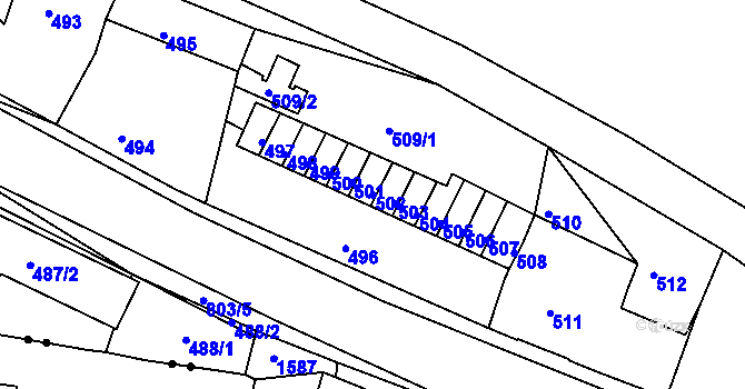 Parcela st. 502 v KÚ Podmokly, Katastrální mapa