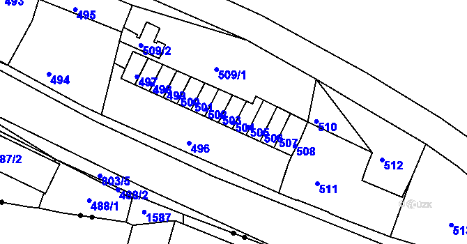 Parcela st. 504 v KÚ Podmokly, Katastrální mapa