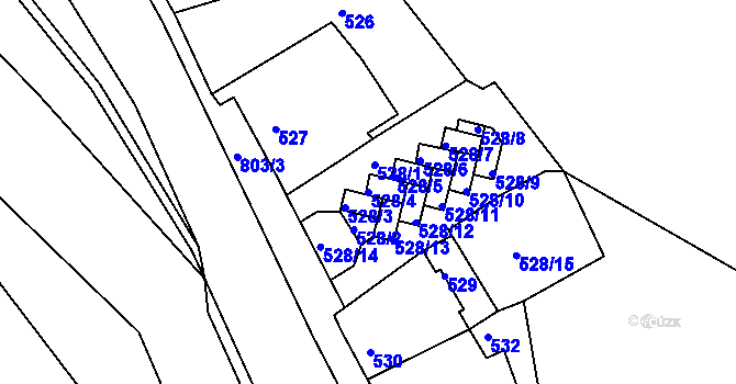 Parcela st. 528/4 v KÚ Podmokly, Katastrální mapa
