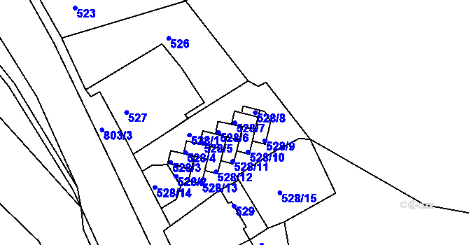 Parcela st. 528/7 v KÚ Podmokly, Katastrální mapa