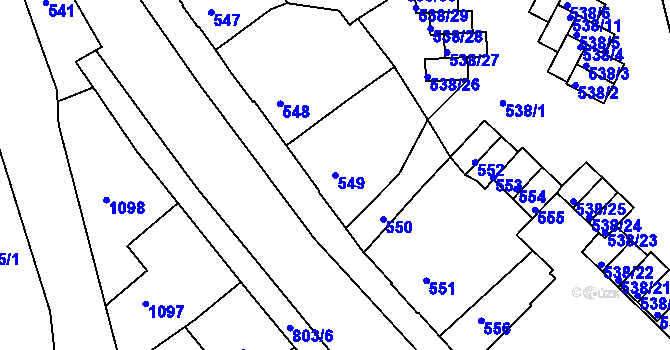 Parcela st. 549 v KÚ Podmokly, Katastrální mapa