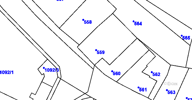 Parcela st. 559 v KÚ Podmokly, Katastrální mapa