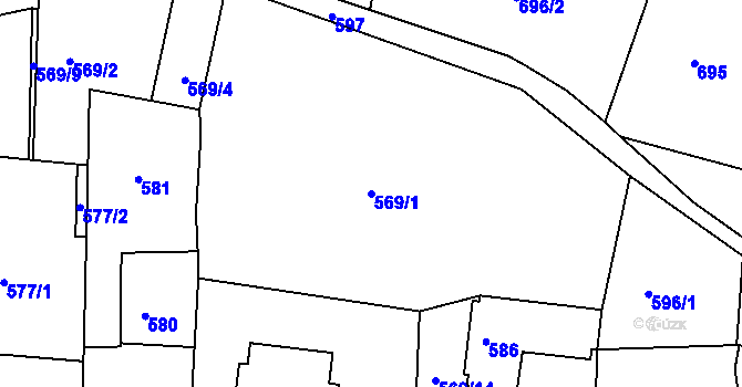 Parcela st. 569/1 v KÚ Podmokly, Katastrální mapa