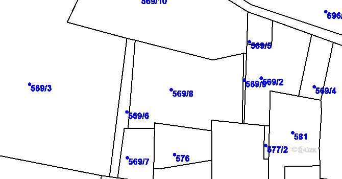 Parcela st. 569/8 v KÚ Podmokly, Katastrální mapa