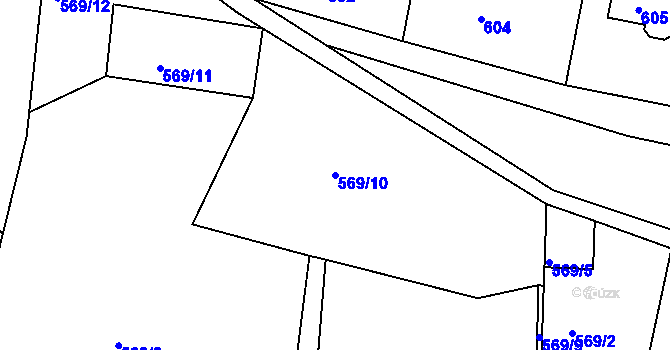 Parcela st. 569/10 v KÚ Podmokly, Katastrální mapa