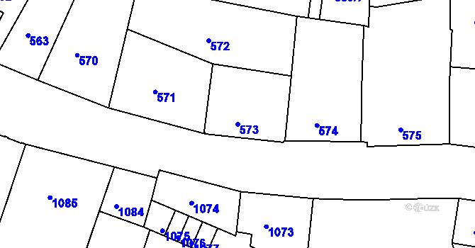 Parcela st. 573 v KÚ Podmokly, Katastrální mapa