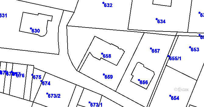 Parcela st. 658 v KÚ Podmokly, Katastrální mapa