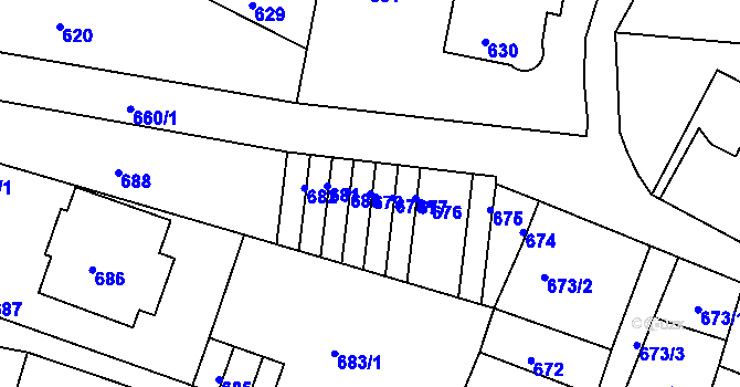 Parcela st. 679 v KÚ Podmokly, Katastrální mapa