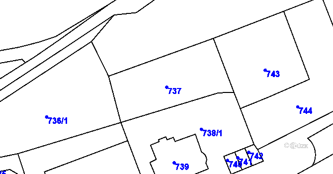 Parcela st. 737 v KÚ Podmokly, Katastrální mapa