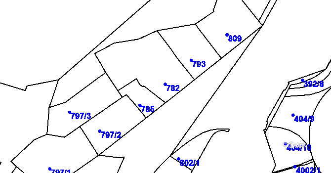 Parcela st. 782 v KÚ Podmokly, Katastrální mapa