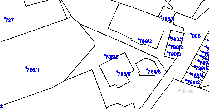 Parcela st. 786/2 v KÚ Podmokly, Katastrální mapa