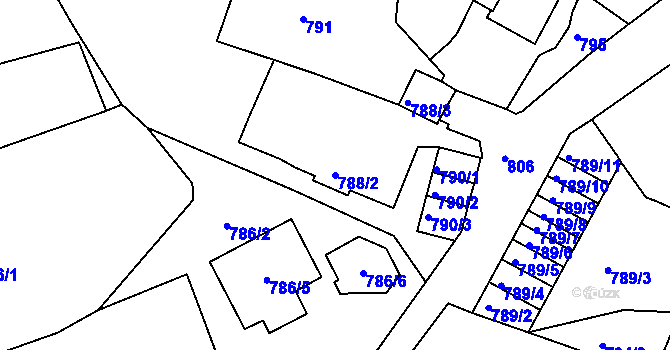 Parcela st. 788/2 v KÚ Podmokly, Katastrální mapa