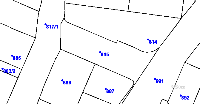 Parcela st. 815 v KÚ Podmokly, Katastrální mapa