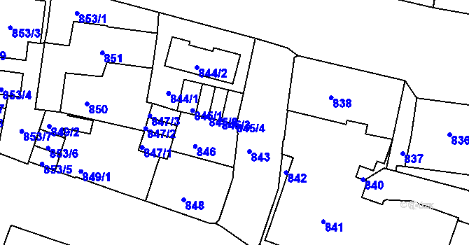 Parcela st. 845/4 v KÚ Podmokly, Katastrální mapa