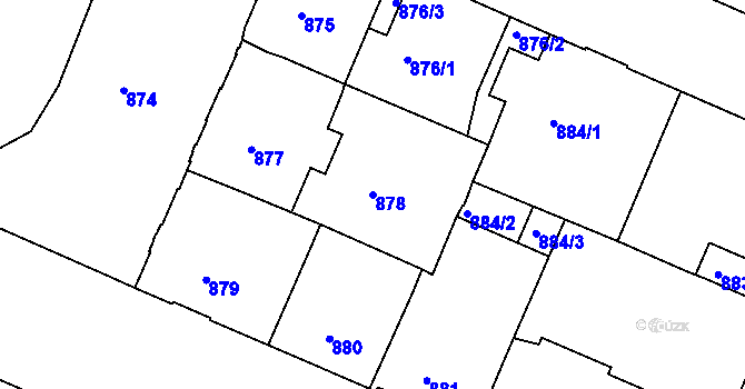 Parcela st. 878 v KÚ Podmokly, Katastrální mapa