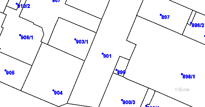 Parcela st. 901 v KÚ Podmokly, Katastrální mapa