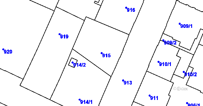 Parcela st. 915 v KÚ Podmokly, Katastrální mapa