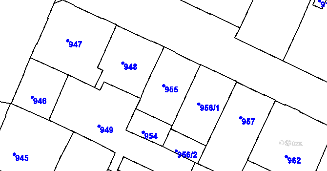 Parcela st. 955 v KÚ Podmokly, Katastrální mapa
