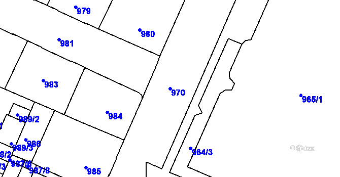 Parcela st. 970 v KÚ Podmokly, Katastrální mapa