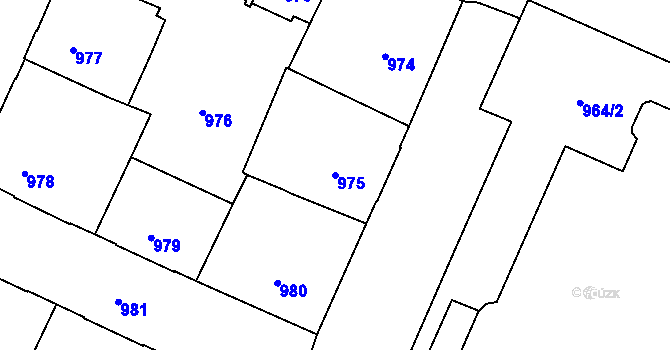 Parcela st. 975 v KÚ Podmokly, Katastrální mapa