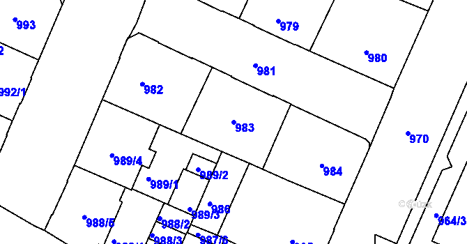 Parcela st. 983 v KÚ Podmokly, Katastrální mapa