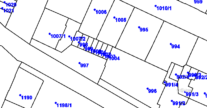 Parcela st. 1003 v KÚ Podmokly, Katastrální mapa